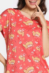 Rosaline Bon Appetit Knit Cotton Short Length Nightdress - Deep Sea Coral — thumbnail 5